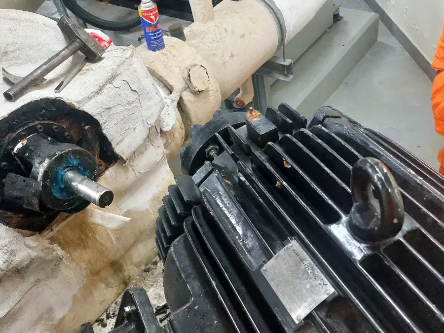Before Alignment Pump Bearing Replacement Pump before laser alignment after bearing replacement