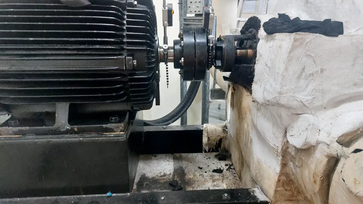 Laser alignment after pump bearing replacement to ensure accurate pump motor and shaft alignment