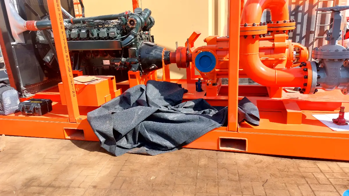 Engine to pump alignment performed before and after welding during equipment installation